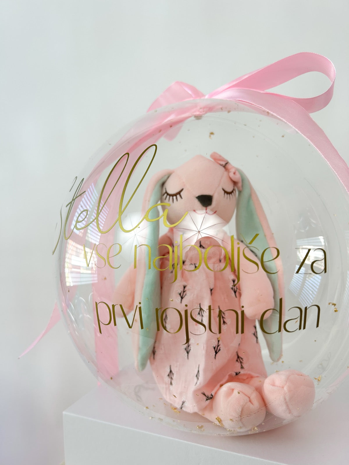 Rojstnodnevni balon z zajčkom roza