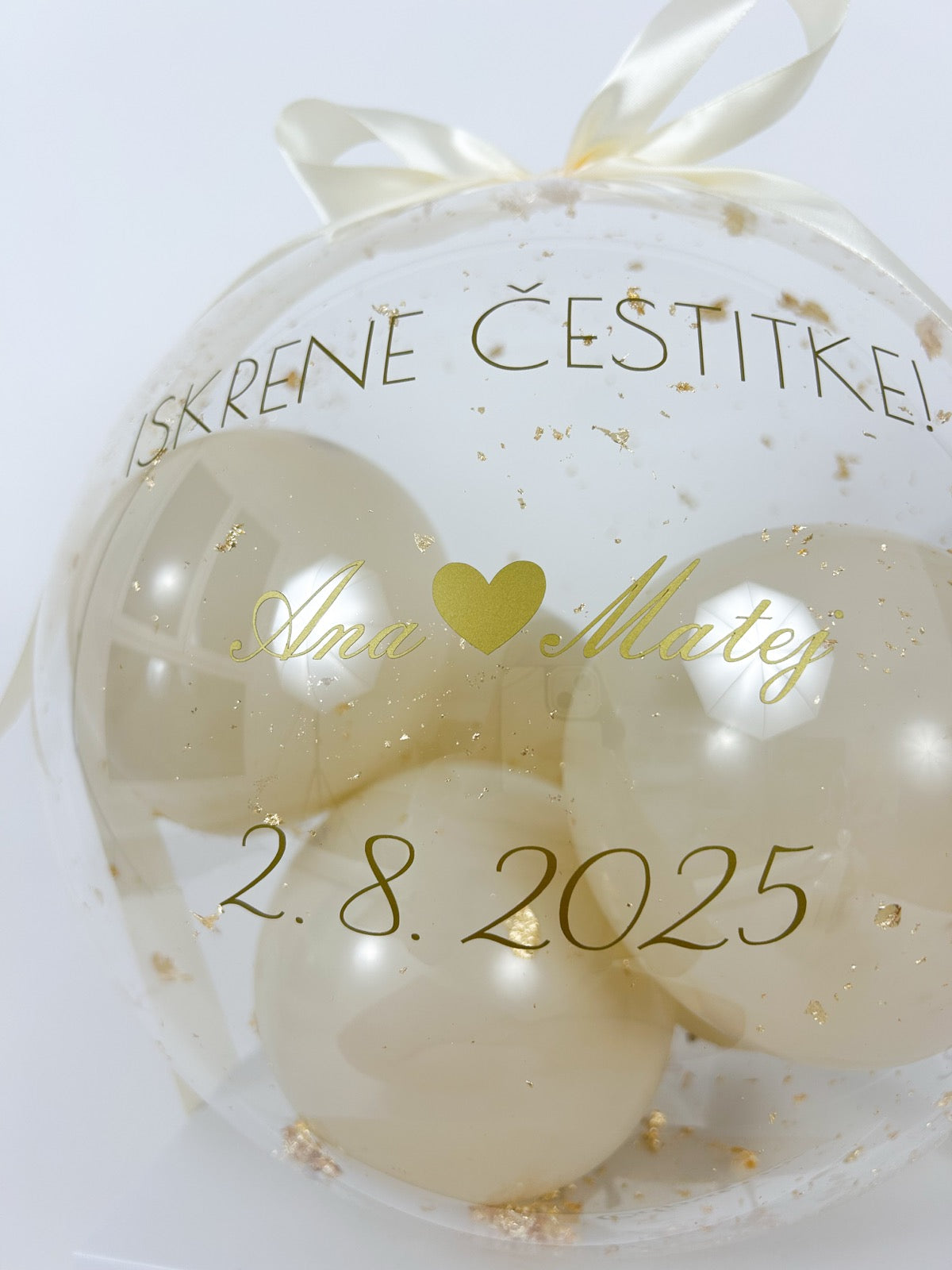 Poročni balon z mini baloni bež