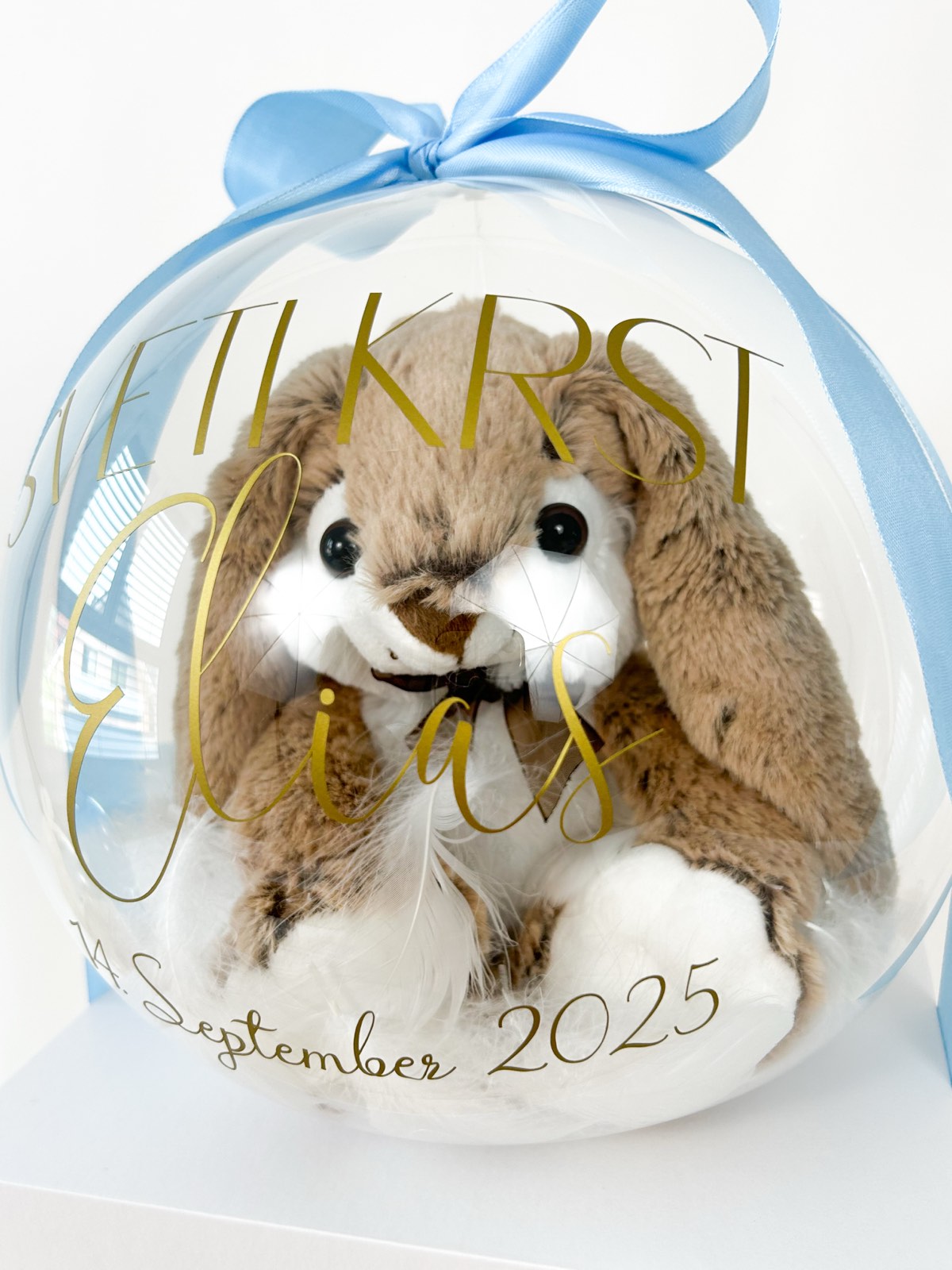 Krstni balon z zajčkom moder