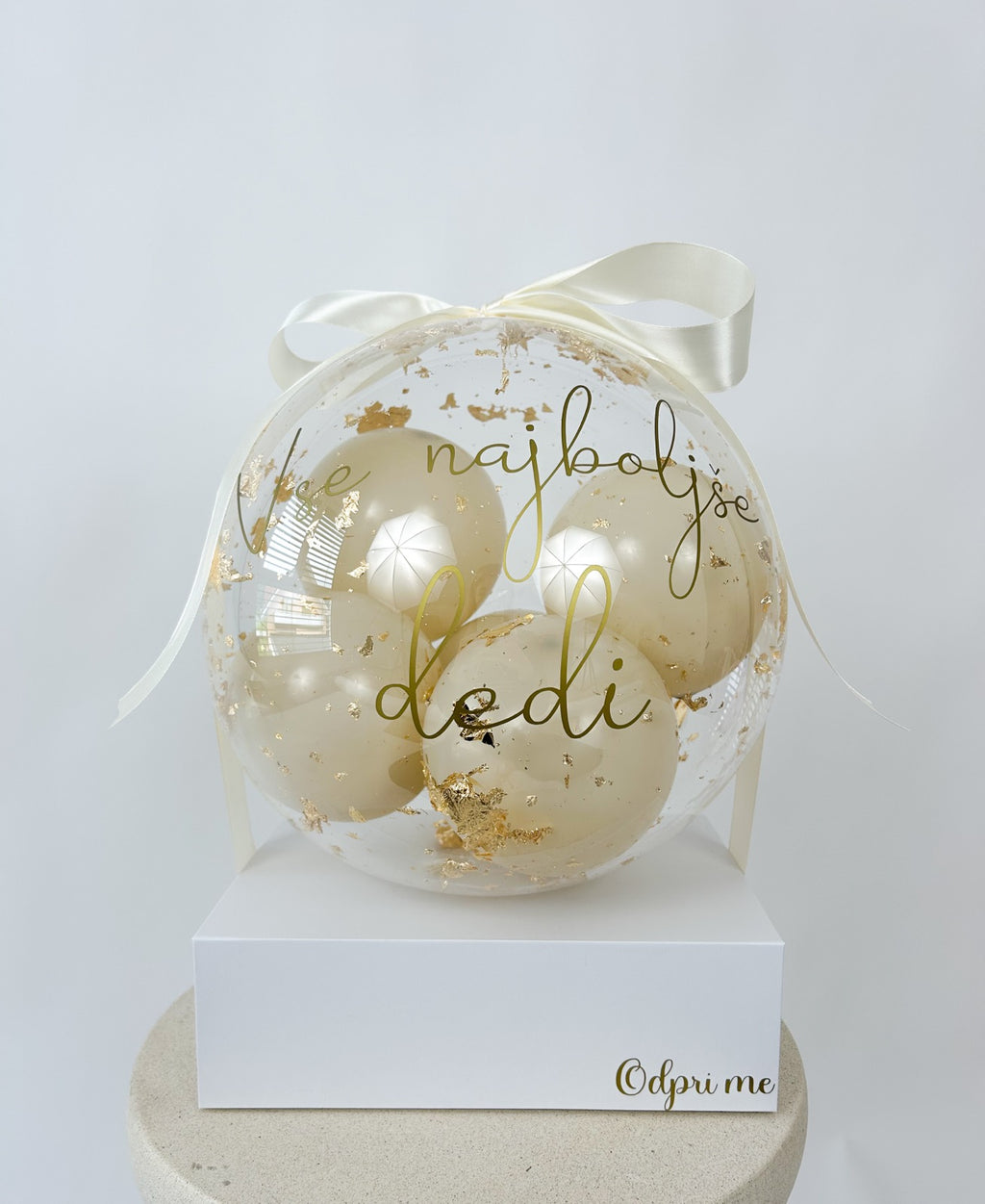 Rojstnodnevni balon z mini baloni bež