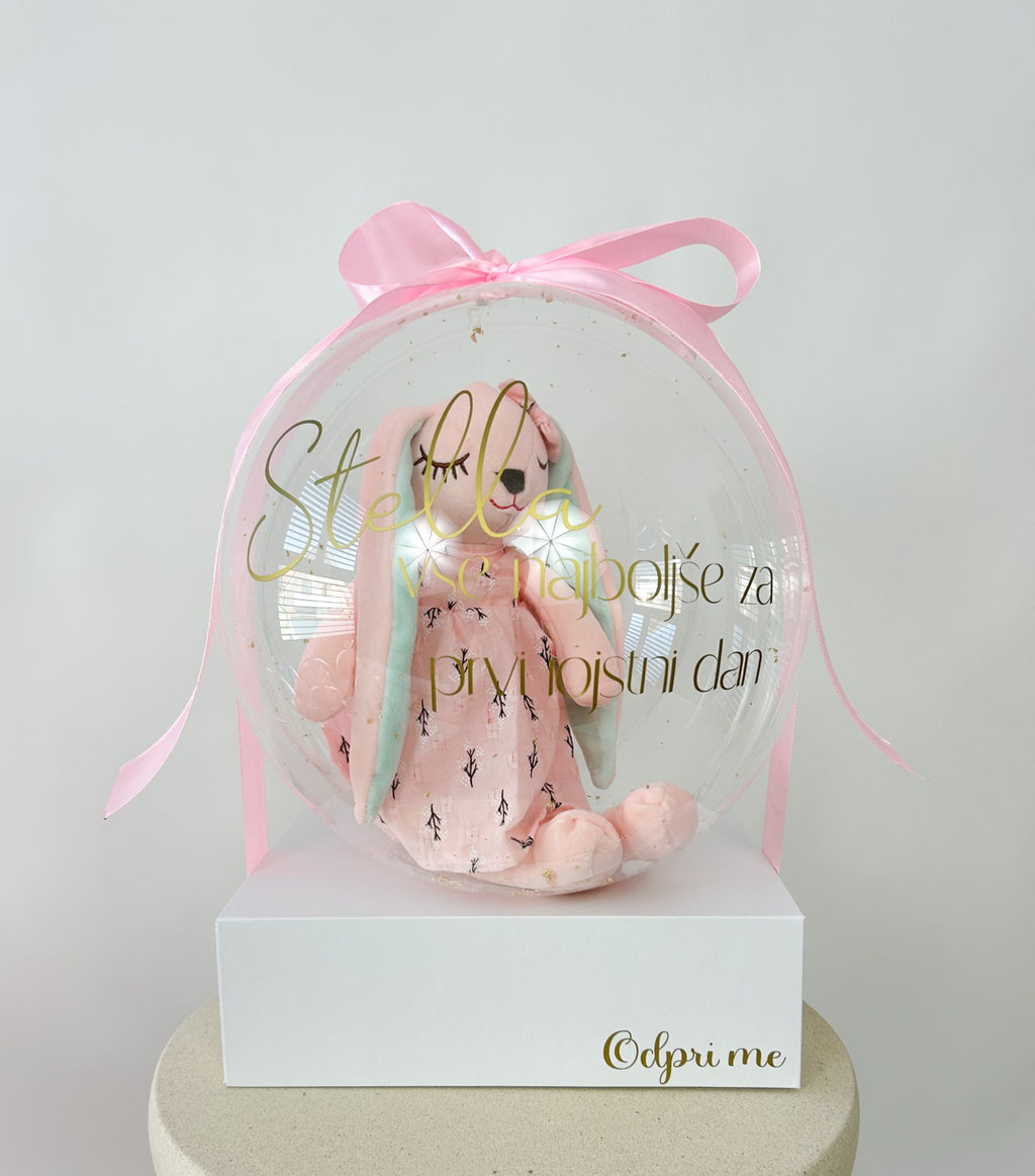 Rojstnodnevni balon z zajčkom roza