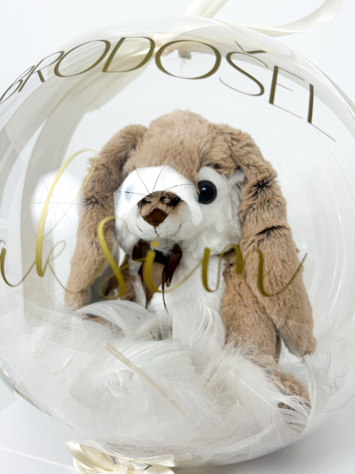 Balon ob rojstvu otroka z igračo bež