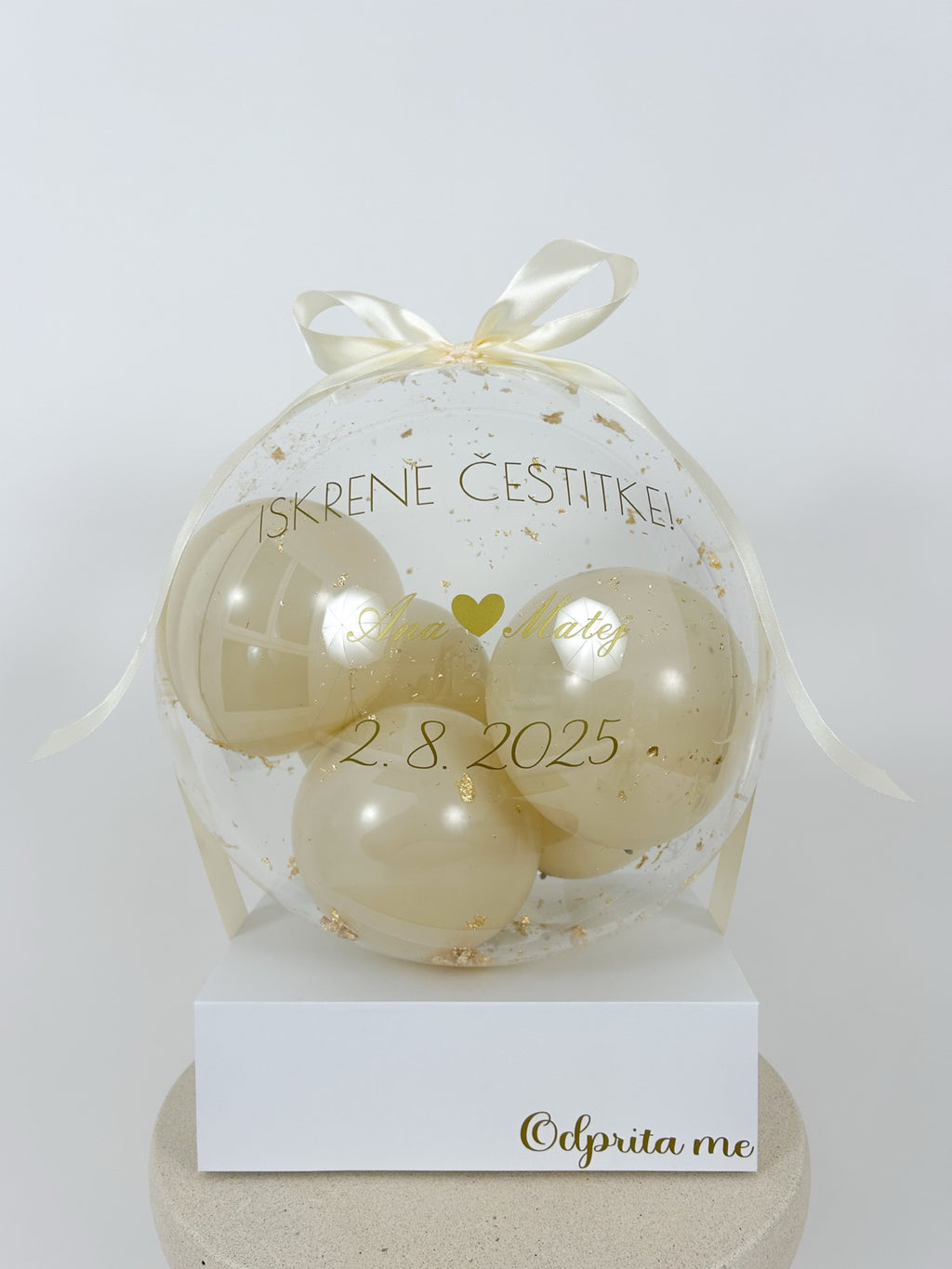 Poročni balon z mini baloni bež