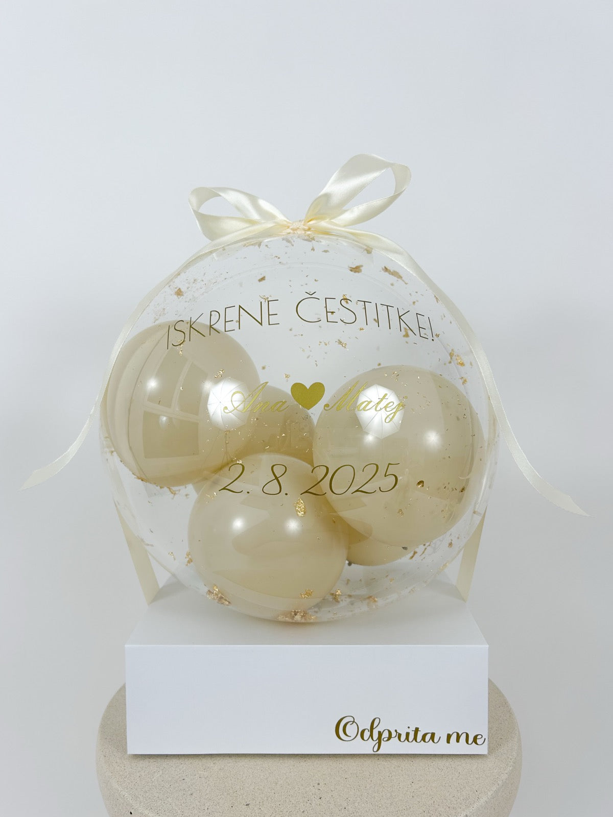 Poročni balon z mini baloni bež