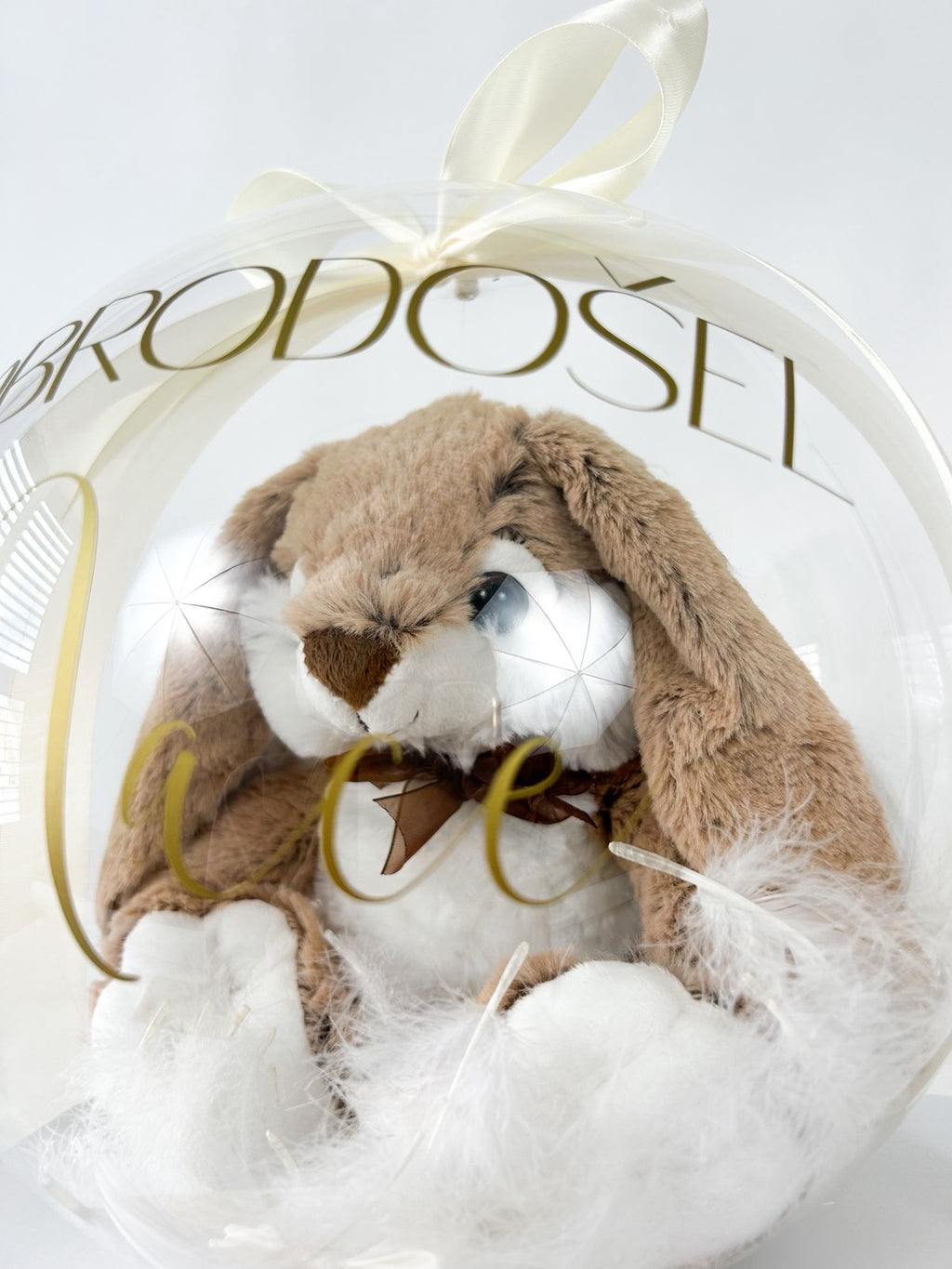 Balon ob rojstvu otroka z igračo bež