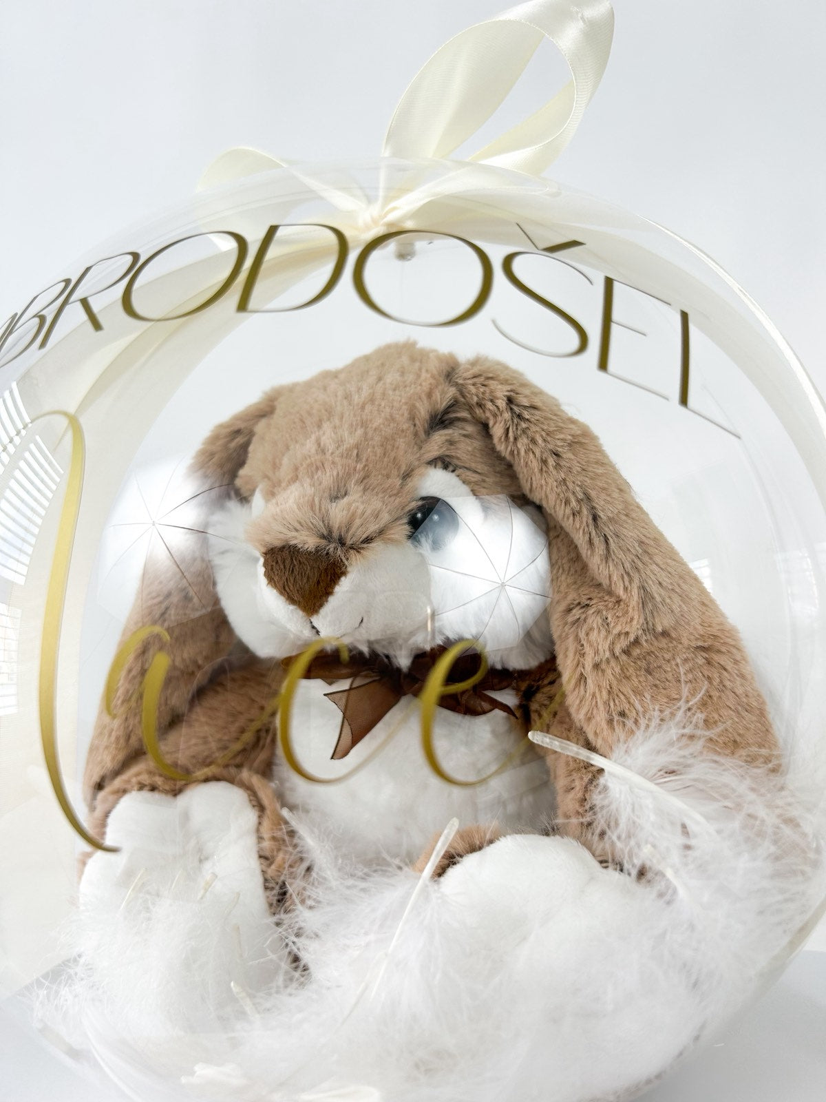 Balon ob rojstvu otroka z igračo bež