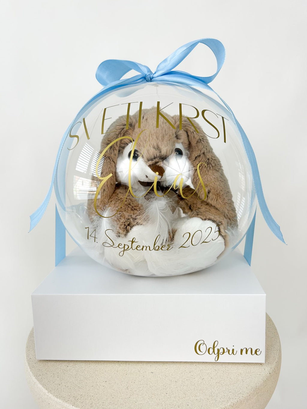 Krstni balon z zajčkom moder