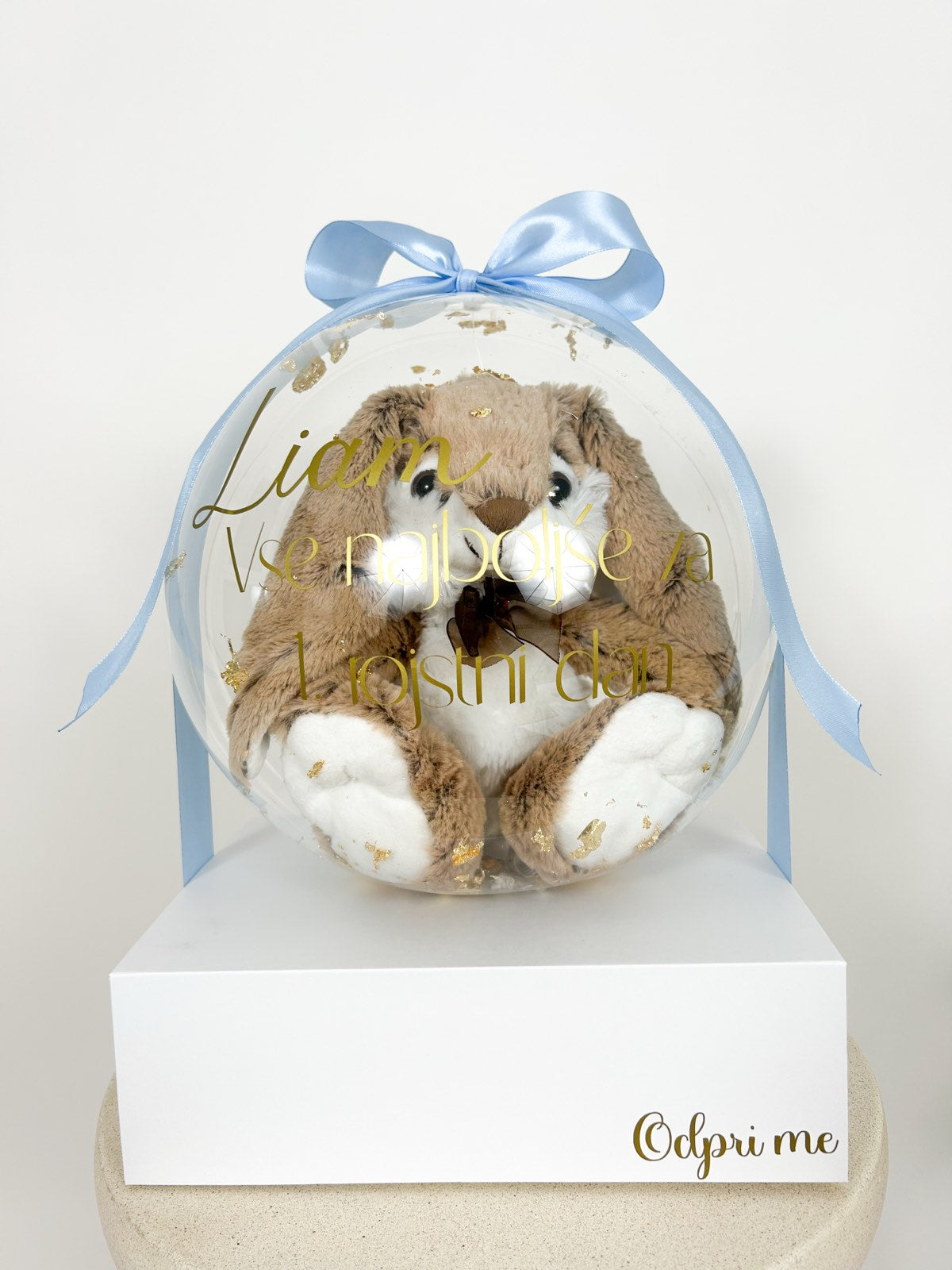 Rojstnodnevni balon z zajčkom moder