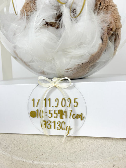 Balon ob rojstvu otroka z igračo bež