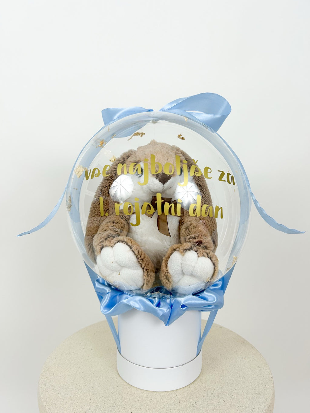 Rojstnodnevni balon z zajčkom moder