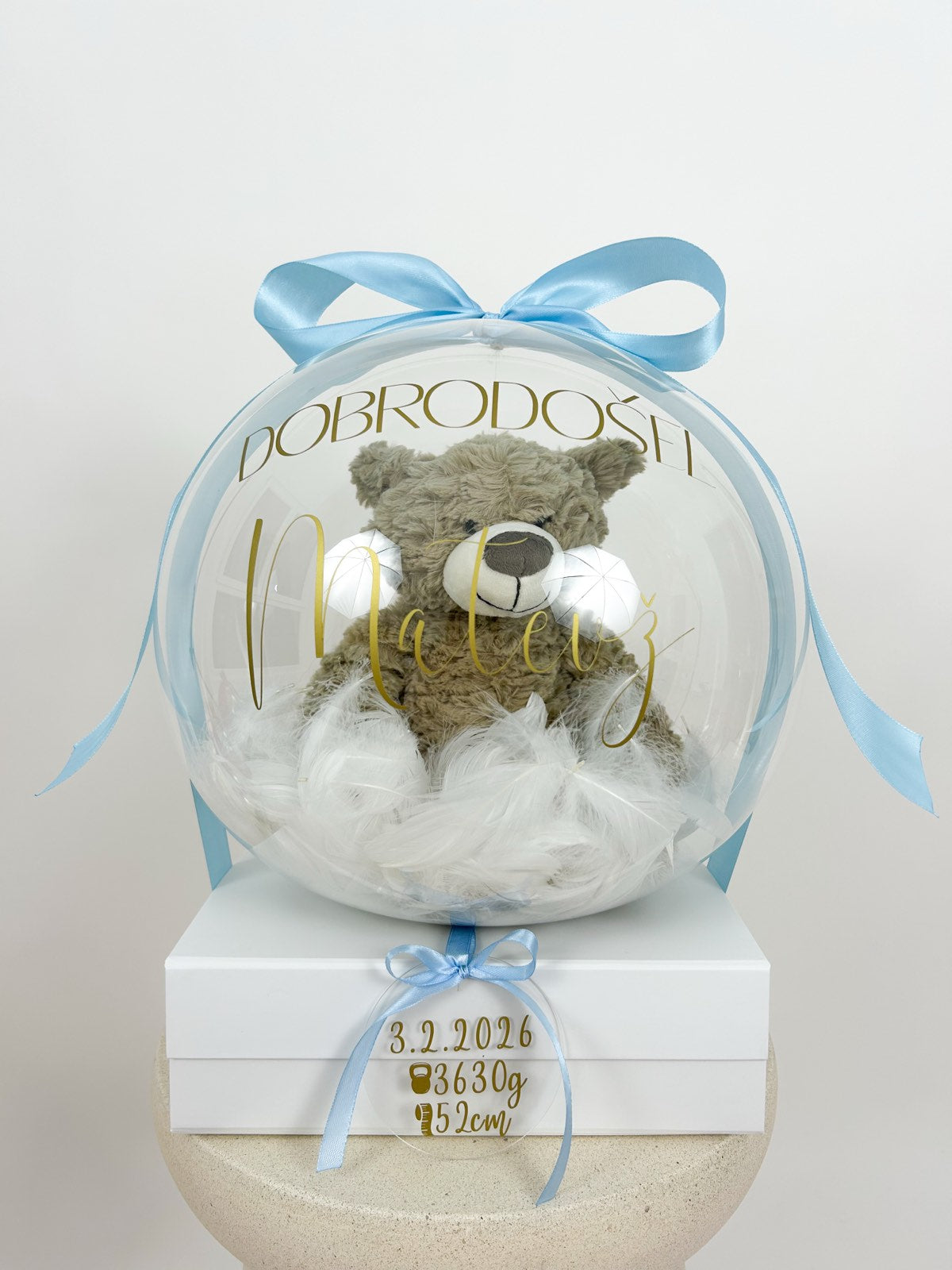 Rojstnodnevni balon z zajčkom moder