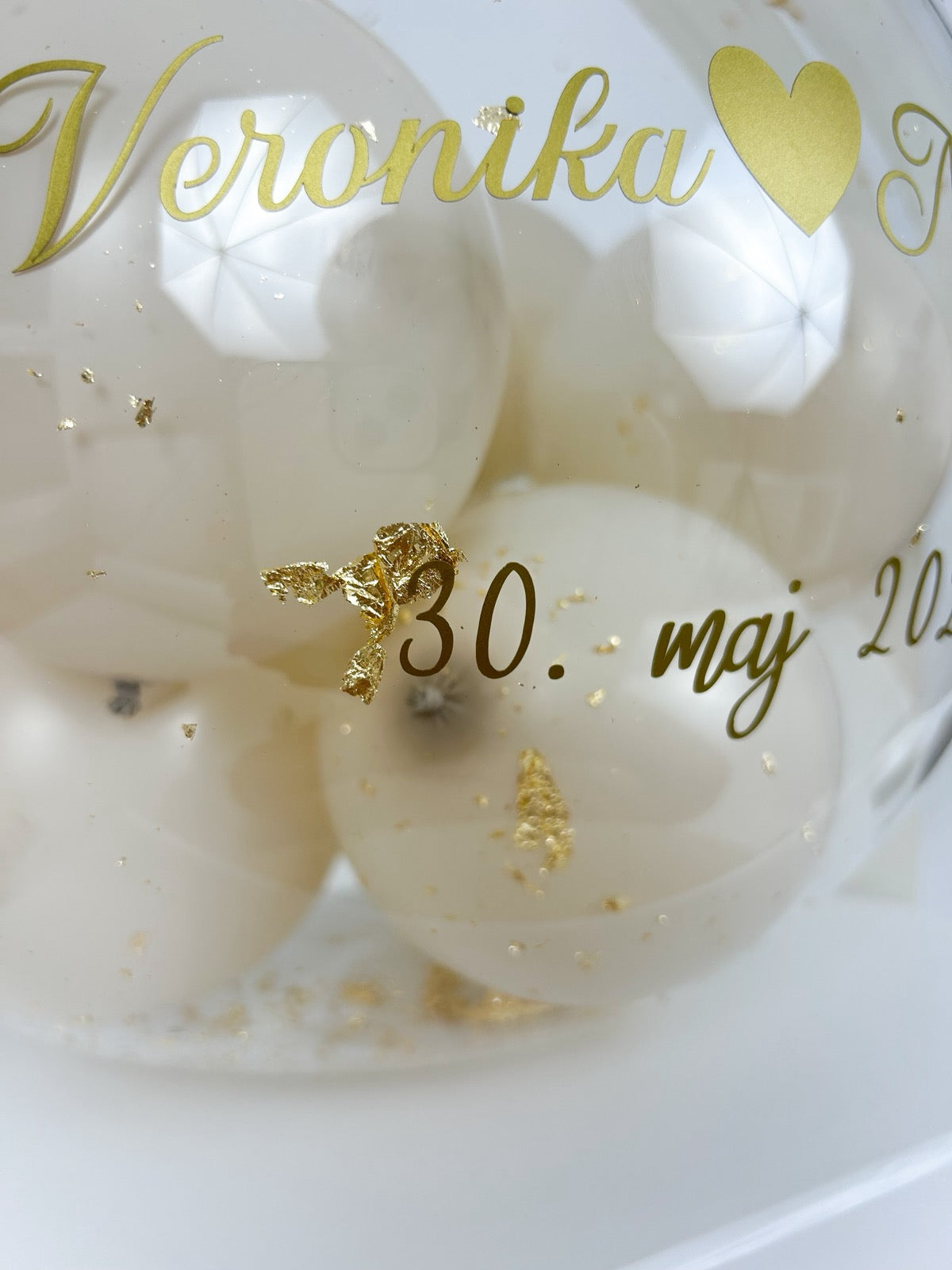 Poročni balon z mini baloni bež